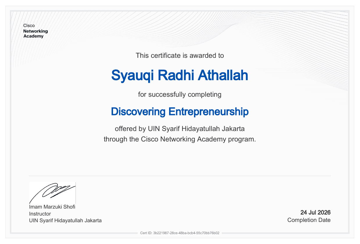 Sertifikat Discovering Entrepreneurship